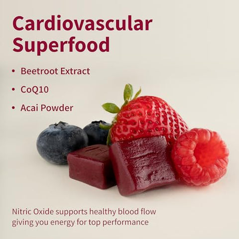 Chews de Beterraba em Pó Orgânico e COQ10, Estimulante de Óxido Nítrico, Energia Natural, Suporte à Circulação Sanguínea Saudável, Sem Açúcar, 60g - Snap Supplements