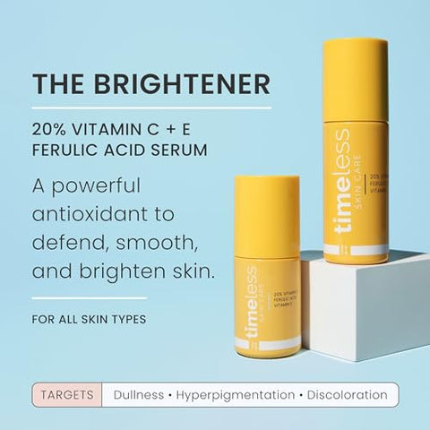 Serum Vitamina C E Ácido Ferúlico – 30ml – Fórmula Leve e Não Oleosa – Use Diariamente para Iluminar e Restaurar - Timeless Skin Care