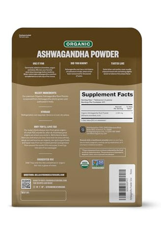 Pó de Raiz de Ashwagandha Orgânica, 32oz (1 Pacote) – Índia, Marca FGO - FGO