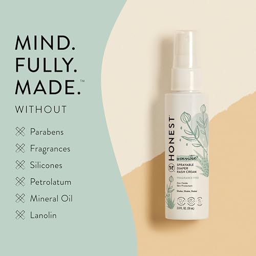 Spray Creme para Assaduras de Bebê The Honest Company | Calmante Hidratante Óxido de Zinco | Hipoalergênico, Testado por Dermatologistas, Livre de Crueldade | 60 ml