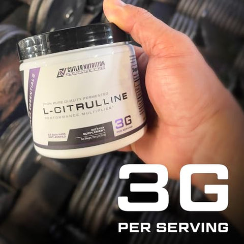 Jay Essentials – L-Citrulline em Pó 100% Puro, Sem Sabor, 3g por Porção, Suporte para Resistência e Bombas (67 Porções) - Cutler Nutrition