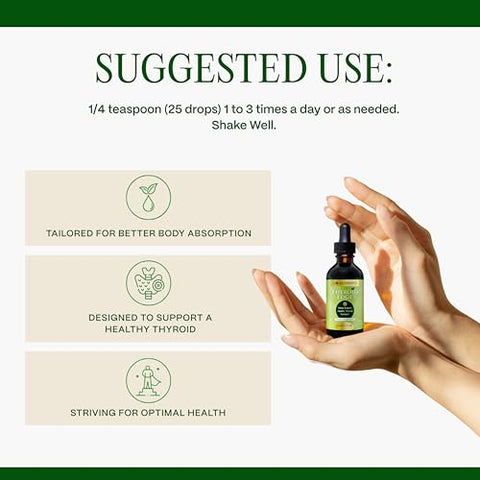 Thyroid Edge – Suporte para Tireoide para Mulheres e Homens – Suplemento Natural Completo Rico em Iodo – Gotas Líquidas de 2 ml de Absorção Rápida para Energia Melhorada - Go Nutrients
