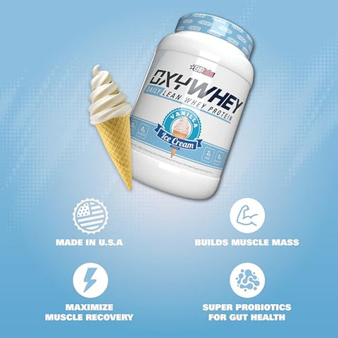 OxyWhey – Pó de Proteína Isolada de Soro de Leite – 25g de Proteína Isolada de Soro de Leite – Shake Substituto de Refeição – Sem Açúcar – 25 Porções (Sabor Baunilha) - EHP Labs