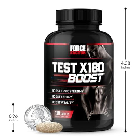 Force Factor - FORCE FACTOR Test X180 Boost – Suplemento Energético e Potencializador de Testosterona para Homens, Aumente a Energia, Melhore a Resistência, Potencialize a Vitalidade e o Desempenho, com Ácido D-Aspártico e