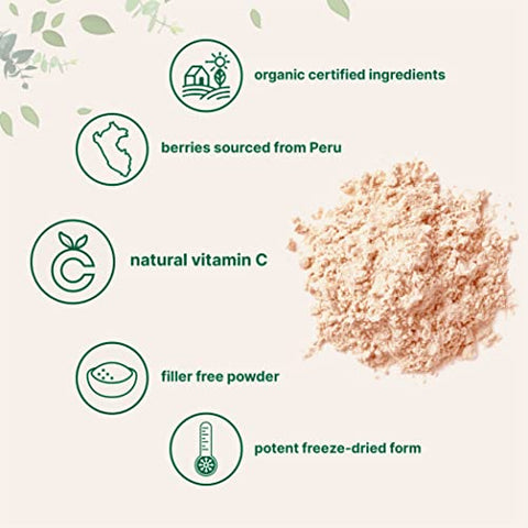 Micro Ingredients - Pó de Camu Camu Orgânico, 340g | Alto Nível de Vitamina C Natural | Fonte de Bagas Frescas Desidratadas por Congelamento | Sem Transgênicos, Adequado para Veganos