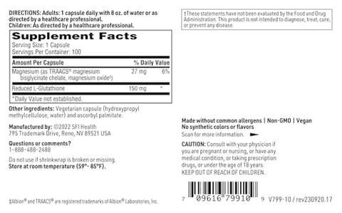 L-Glutathione Reduzido 150mg – Desintoxicação Hipoalergênica - Klaire Labs
