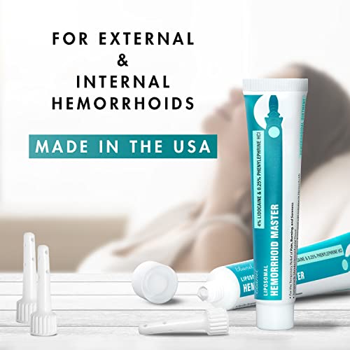 Pomada para Tratamento de Hemorroidas, 45g, Anestésico com Lidocaína para Fissuras Anais, Alívio da Dor, Queimação, Coceira, Inchaço e Sangramento com Fenilefrina, Hidrocortisona, Aloe Vera - Ebanel