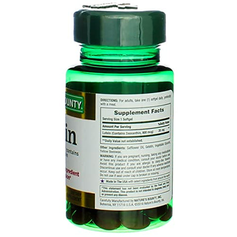 Nature's Bounty - Nature’s Bounty Lutein 20 mg Softgels 30 un (Pacote com 4) – Saúde Ocular e Antioxidante