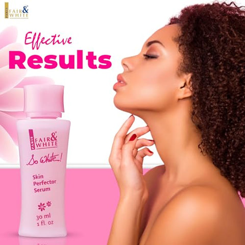 FAIR & WHITE - Fair and White So White Serum Clareador de Pele 30ml – Rosto, Cotovelos, Joelhos, Pés – com Ácido Kójico e Óleo de Rícino