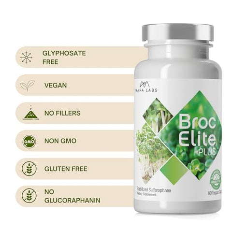 BrocElite - Mara Labs Broc Elite Plus | Suplemento de Brócolis c/ Extrato Estabilizado de Sulforafano | Zero Resíduo de Glifosato | 60 Cápsulas Vegetais