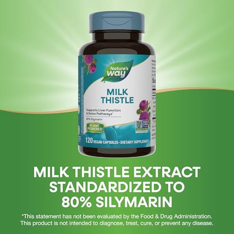 Nature's Way - Nature’s Way Milk Thistle Premium Blend 80% Silymarin 120 Cápsulas – Não-OGM