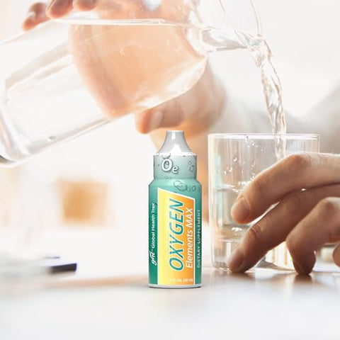 Global Health Trax - GHT Oxygen Elements Max – Gotas de Oxigênio Líquido em Frasco de 30ml, Suplemento Portátil – Aumente Resistência e Energia, Limpe as Células