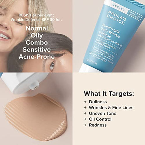 Paula's Choice - Paula’s Choice RESIST Super-Light Daily Wrinkle Defense SPF 30 Hidratante Facial Matificante com Tonalizante, UVA – 50ml