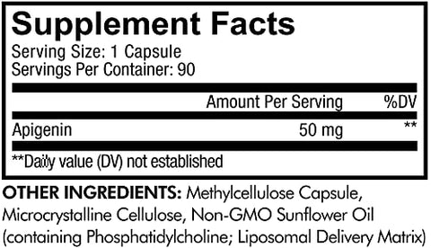 Liposomal Apigenin – Suplemento de Extrato de Camomila Flavonoide Diário, Complexo de Fosfolipídeos Lipossomais, Óleo de Girassol Não-OGM, Mistura Vegana de Fosfatidilcolina – 3 Meses de Fornecimento - Codeage