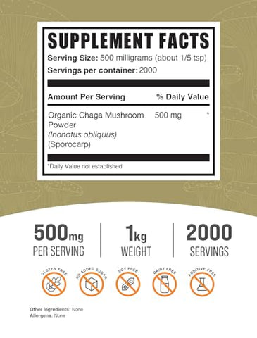 com Pó de Cogumelo Chaga Orgânico – Cogumelo Chaga Orgânico, Pó de Cogumelos Chaga – Suplemento de Cogumelos, Vegano - BulkSupplements