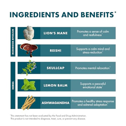 MycoBotanicals Stress Decompress* Cápsulas – Suplemento de Cogumelo com Melissa - Host Defense