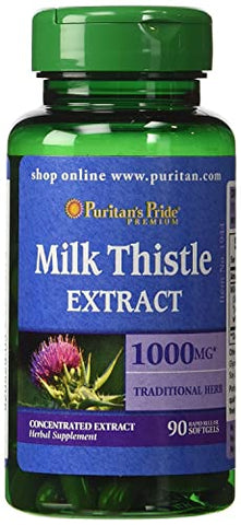 Puritan's Pride - Puritan’s Pride – Extrato de Cardo de Leite 4:1 1000 mg (Silymarin) – 90 Comprimidos (Pacote 2)