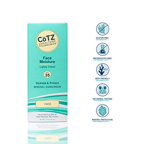 CoTZ Protetor Solar Mineral Levemente Tonalizado para o Rosto SPF 35; 42.5g