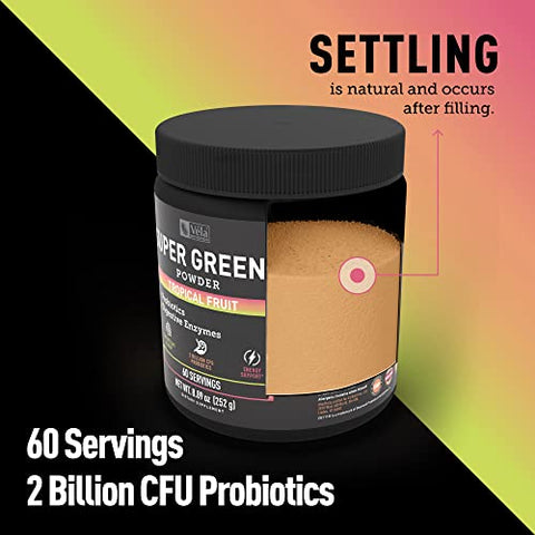 Véla - Super Greens em Pó | Superfood para Apoiar Enzimas Digestivas e Reduzir Inchaço com 2 Bilhões de Probióticos | Aumente os Níveis de Energia