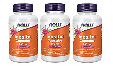 Inositol 500mg – 100 Cápsulas (Pacote com 3) – Compre Agora! - NOW Foods