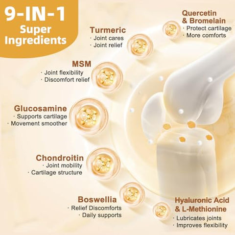 Suplemento de Suporte Articular com Glucosamina, Condroitina, MSM, Cúrcuma e Boswellia – Saúde das Articulações - ZEBORA