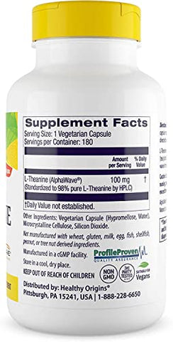 L-Theanine (AlphaWave) 100 mg – Suporte ao Estresse – Favorece o Foco Saudável - Healthy Origins