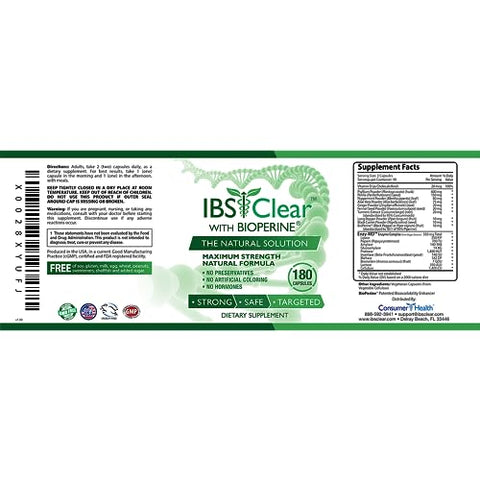 IBS Clear - Suporte IBS – Vitamina D, Psyllium Husk, Funcho – 180 Cápsulas – Fornecimento de 3 Meses