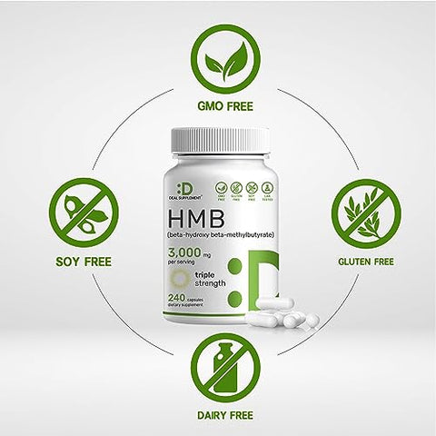 HMB Ultra Forte 3.000mg por Porção, 240 Cápsulas | Testado por Terceiros | Suporta o Crescimento e Retenção Muscular - DEAL SUPPLEMENT