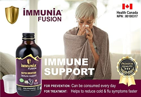 Fusion – Reforço Imunológico Poderoso com Sabugueiro, Flor de Sabugueiro e Frutas Ricas em Antioxidantes. Concentrado em Polifenóis. Feito com Ingredientes Canadenses - Immunia