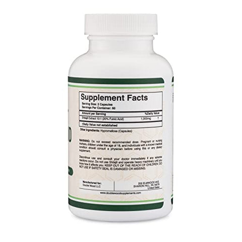 Double Wood Supplements - Cápsulas de Shilajit Puro do Himalaia (Suplemento de Ácido Fúlvico 20%%) 1.000mg de Extrato Autêntico de Shilajit por Porção, 120 Unidades (Rico em Minerais Traços, Sem Preenchedores) por Double Wood