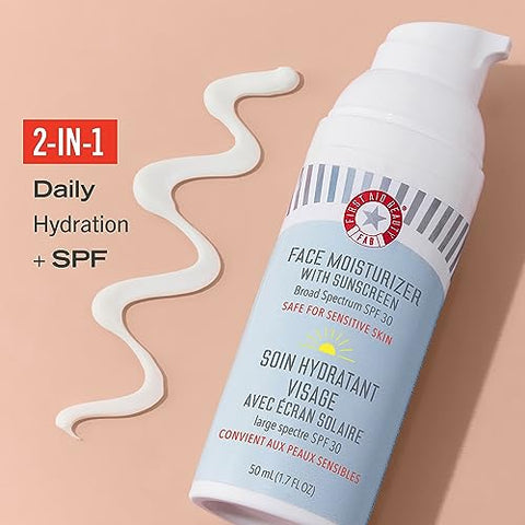 Ultra Repair Face Moisturizer com Protetor Solar, FPS 30 – Hidratação Diária 2 em 1 – 50 ml - First Aid Beauty