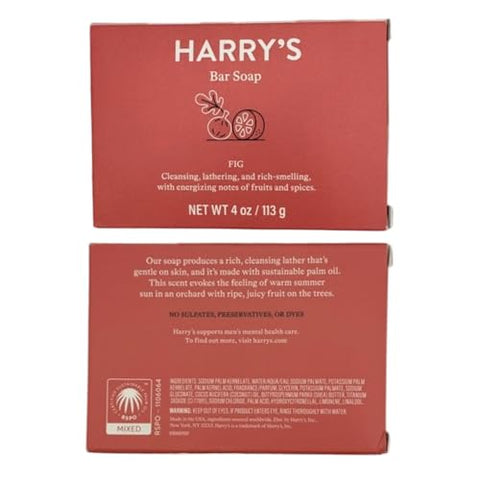 BLOSSOMABLE - Harrys Barra de Sabonete em Barra para Homens Bundle 4 unid Pedra, Shiso, Cedro Vermelho, Figo 4 g cada com Bolsa de Sabonete – Sabonete de Banho