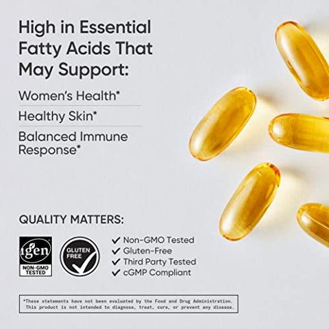 Óleo de Prímula Noturna Sports Research – Cápsulas para Saúde Feminina – 100% Prensado a Frio – 60 Softgels