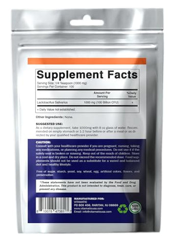 Lactobacillus Salivarius – Pó Probiótico para Suporte Digestivo – 100g (100 Porções) - Vitamatic