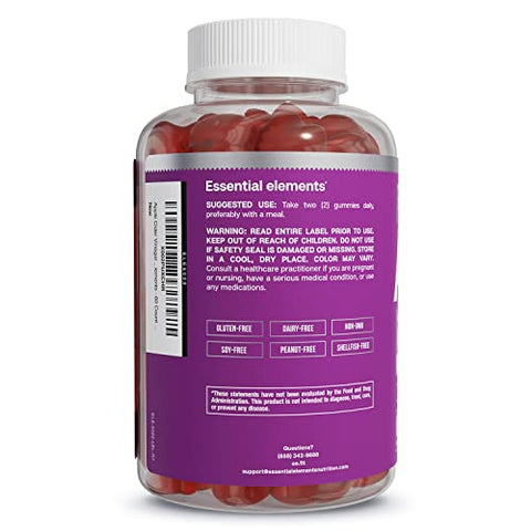Gomas de Vinagre de Maçã Essential Elements da The Mother – ACV Vegano de Origem Natural com Ácido Fólico e Vitamina B6