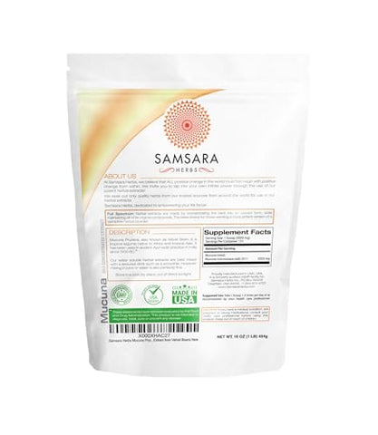Samsara Herbs - Mucuna Pruriens (454g) – Extrato em Pó de Feijão de Veludo | Marca: Mucuna Pruriens