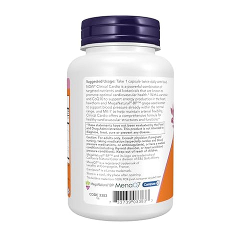 Suplementos, Suporte Clínico Cardio, Manutenção da Pressão Arterial Dentro da Faixa Saudável, Ingredientes Clinicamente Validados, 90 Cápsulas Vegetais - NOW Foods