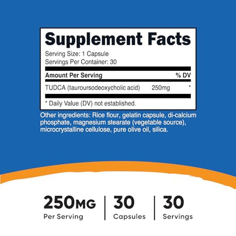 Tudca 250mg – 30 Cápsulas (3 Frascos) – Aumente a visibilidade do produto nos mecanismos de busca - Nutricost