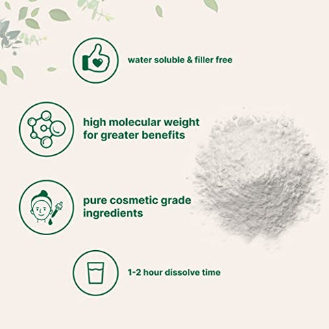 Micro Ingredients - Sérum de Ácido Hialurônico em Pó, 100g | Alto Peso Molecular, Grau Cosmético | Suplementos para Hidratação e Suporte à Umidade da Pele | Vegano, Solúvel em Água (Em até 2 horas)