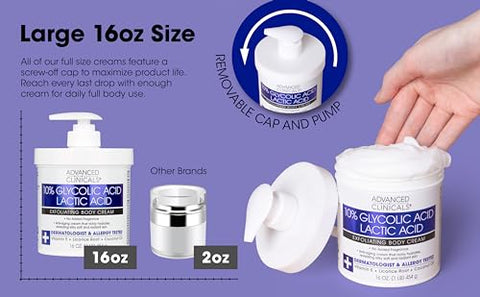 Loção Corporal Ácido Glicólico 10%% Ácido Lático Cuidados com a Pele Hidratante | Creme Corporal Esfoliante AHA KP Bump Eraser Para Pele Áspera - Advanced Clinicals