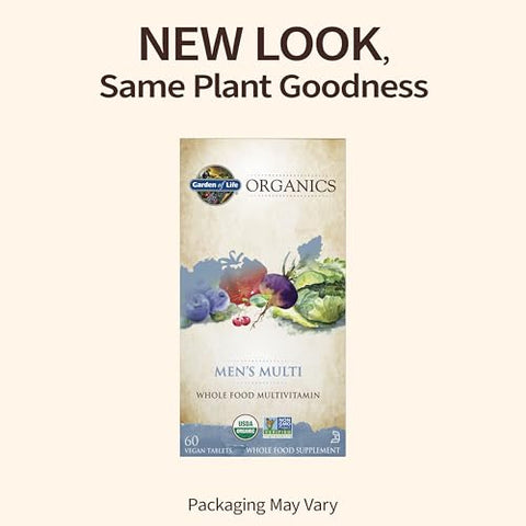 Organics Multivitamínico para Homens, 60 Comprimidos, Vitaminas e Minerais Veganos para a Saúde e Bem-Estar Masculino, Certificado Orgânico Multi Masculino Vegano - Garden of Life