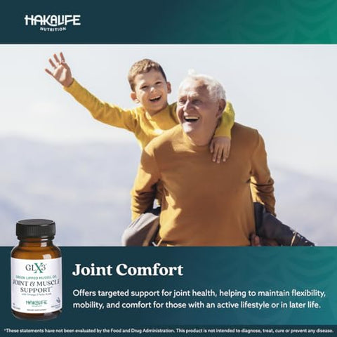 HAKA Life Nutrition - GLX3 Ômega-3 Extra Forte | Óleo de Mexilhão de Lábios Verdes da Nova Zelândia – Conforto, Flexibilidade, Recuperação Muscular – ETA EPA DHA Ômega 3 – 60 cápsulas