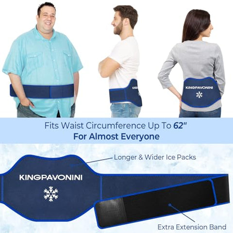Gelo Pack Extra Grande para Alívio da Dor nas Costas com Faixa de Extensão, 2 Pacotes Reutilizáveis de Gel para as Costas Inferiores para Cirurgia Lombar, Ciática, Hérnia de Disco, Cóccix – [Brand Name] - KingPavonini