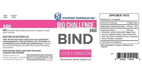 GEOMETAL - Systemic Formulas #404 Bind 120 Cápsulas, Carvão Ativado Poderoso para Limpeza e Saúde Ótima