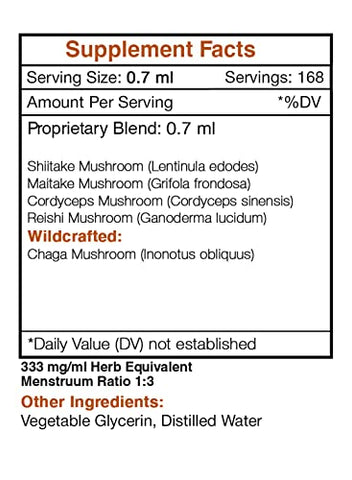 Secrets of the Tribe - Segredos da Tribo: Extrato Herbal de Cogumelos Blend Sem Álcool, Glicerina Chaga, Shiitake, Maitake, Cordyceps, Reishi. Fórmula de Suporte Imunológico 118 ml