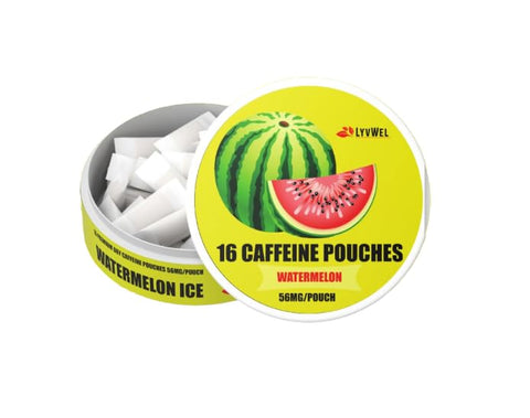 LyvWel - 5-Pack Pouches Boost de Café sem Nicotina e sem Tabaco: 16 por Lata, 56mg de Cafeína, Sabor Melancia | Marca: Coffee Pouches