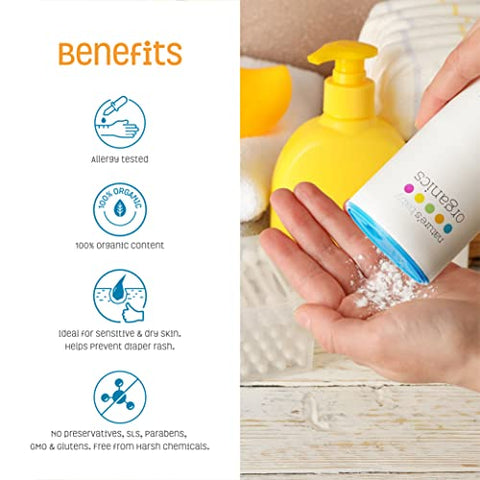 Nature's Baby Organics - Nature’s Baby Organics Pó de Bebê Orgânico Sem Milho/Talco, com Aloe Vera, Suave e Gentil, 100% Orgânico, Hipoalergênico, Sem Fragrância, 4g Cada, 2 Pacotes