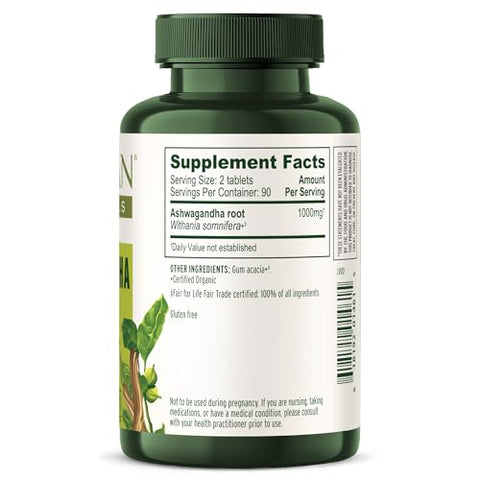 Ashwagandha Tablets – Raiz de Ashwagandha Orgânica – Adaptógeno Herbal Renomado para Suporte Natural de Energia e Estresse – 180 Comprimidos – Não-OGM Sustentável - Banyan Botanicals