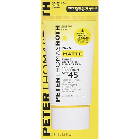 Protetor Solar Max Matte Shine Control FPS 45 | Protetor Solar Matificante para Pele Oleosa, Resistente à Água, 50 ml (1 unidade) - Peter Thomas Roth