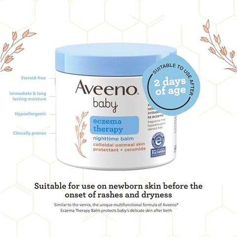Bálsamo Hidratante Noturno para Eczema, Proteção Nutritiva para a Pele, Alivia - Aveeno Baby